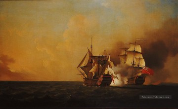 Navire de guerre œuvres - Samuel Scott Action entre Nottingham et Mars 1746 Batailles navale